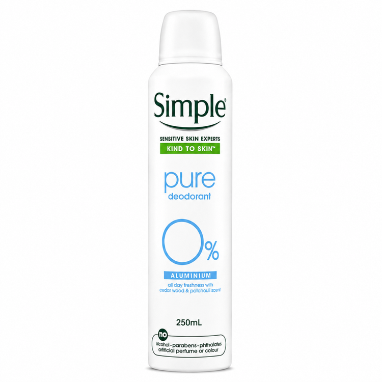 اسپری ضد تعریق و دئودراتت سیمپل simple مدل kind to skinحجم 250 میل