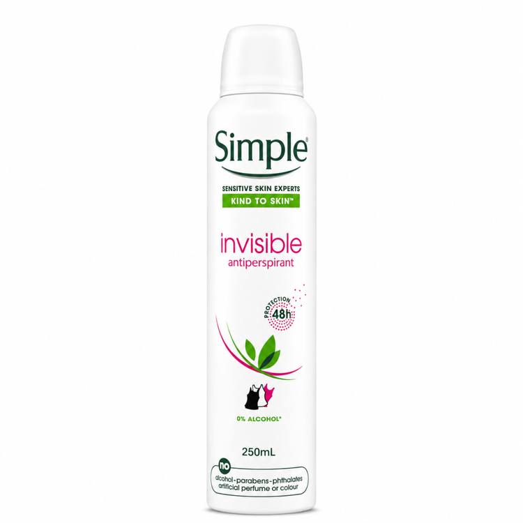 اسپری ضد تعریق و دئودراتت سیمپل simple مدل kind to skinحجم 250 میل
