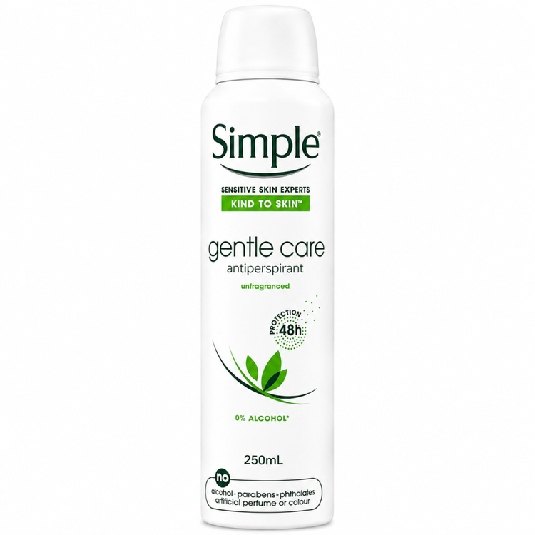 اسپری ضد تعریق و دئودراتت سیمپل simple مدل kind to skinحجم 250 میل