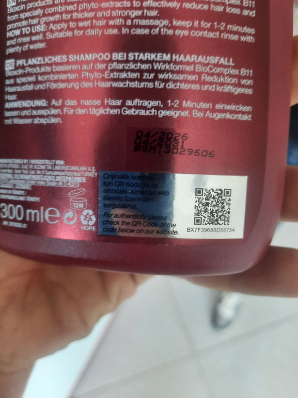 شامپو ضد ریزش تخصصی فورتForte (قرمز) بیوکسین bioxcin حجم 300 میل